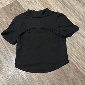 SHEIN Black Cutout Mock Neck Crop Top